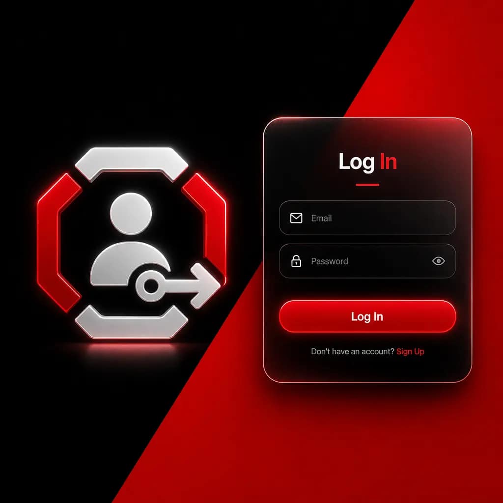 Tela de login do MMAbet no Brasil com campos para e-mail e senha, acessível via navegador ou app iOS e Android