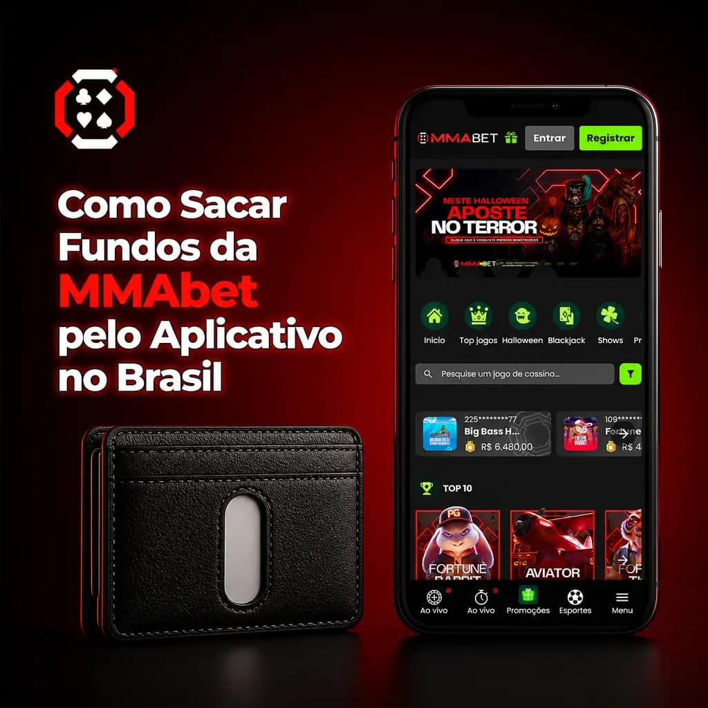 Tela do app MMAbet mostrando o processo de saque via Pix, PicPay ou cartão no Brasil